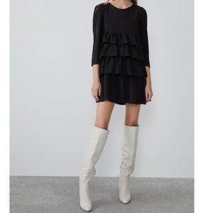 Zara Black Ruffle Dress - size Medium
